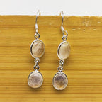 925 Silver Rainbow Moonstone Oval Shape Gemstone Earring