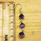Amethyst Cushion Cut Dangle Earrings in 925 Silver