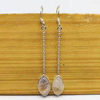 Natural Rainbow Moonstone Oval Shape Gemstone Earring