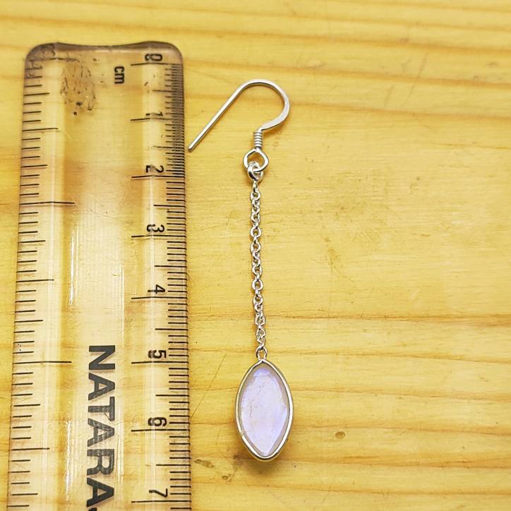 Natural Rainbow Moonstone Oval Shape Gemstone Earring