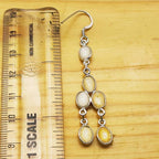 925 Sterling Silver Natural Pearl Cabochon Long Oval Shape Earring