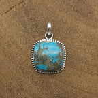 Mohave Turquoise Cushion 925 Silver Nepali Pendant