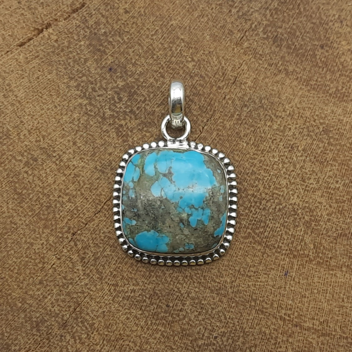 Mohave Turquoise Cushion 925 Silver Nepali Pendant