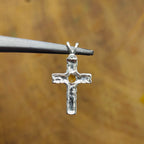 Citrine Christian Cross Nepali Bohemian Silver Pendant