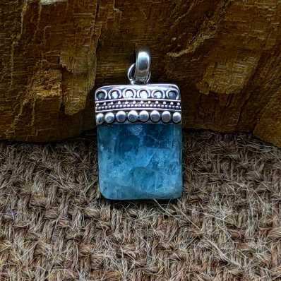 Amazonite Rectangle 925 Silver Cap Design Boho Necklace