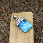 Amazonite Rectangle 925 Silver Cap Design Boho Necklace