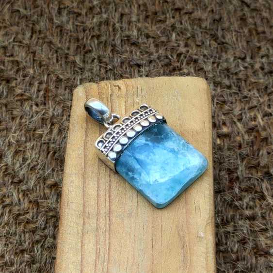 Amazonite Rectangle 925 Silver Cap Design Boho Necklace