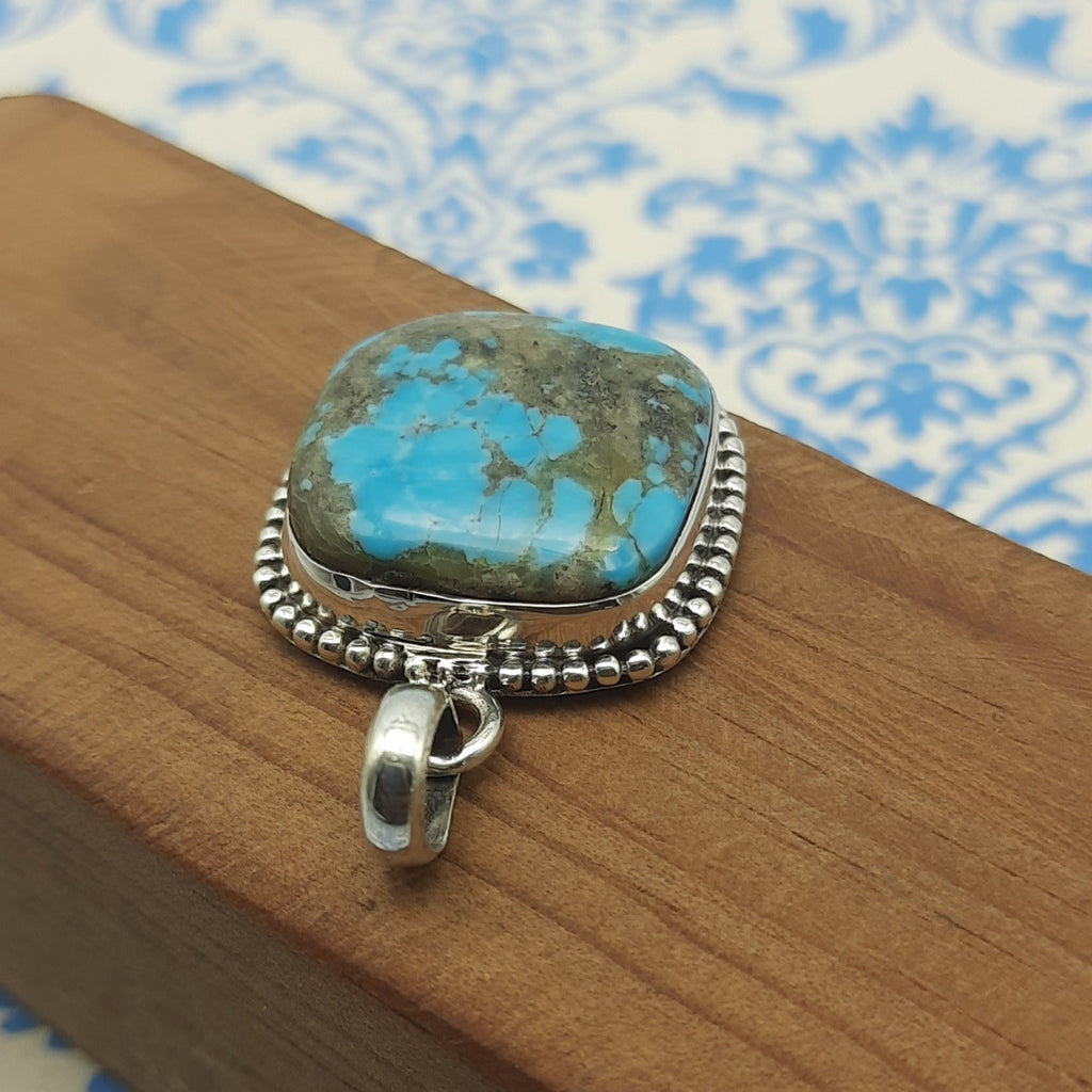 Mohave Turquoise Cushion 925 Silver Nepali Pendant
