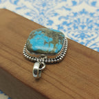 Mohave Turquoise Cushion 925 Silver Nepali Pendant