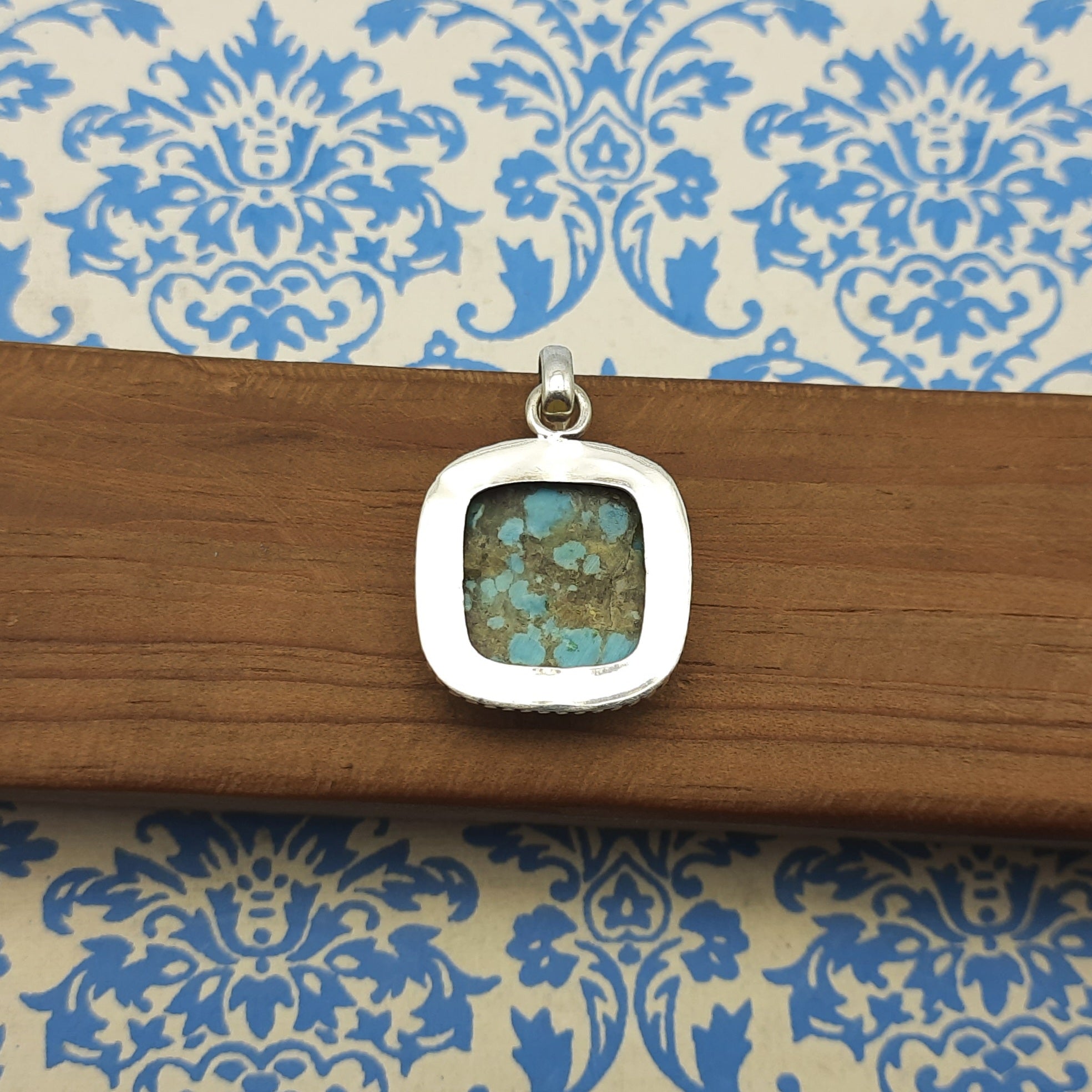 Mohave Turquoise Cushion 925 Silver Nepali Pendant