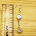 Natural Moonstone Round Earrings – Elegant 925 Silver Style