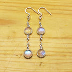 Natural Moonstone Round Earrings – Elegant 925 Silver Style