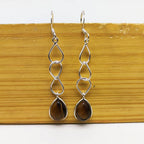 Natural Tiger Eye Gemstone Handmade Cabochon Long Earrings