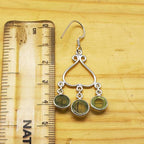 Statement Round Gemstone Prehnite Earring Wrapped In 925 Silver