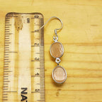 925 Sterling Silver Rose Quartz Cabochon Long Oval Shape Earring