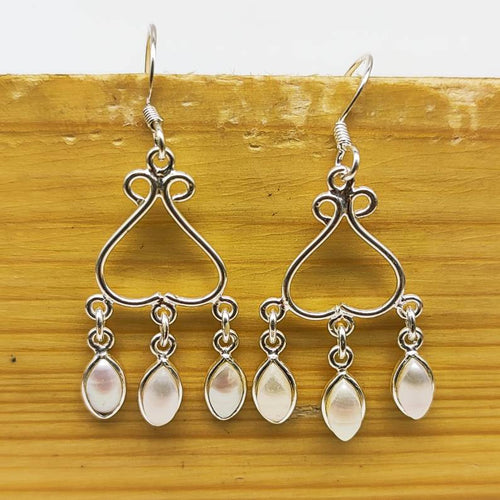 925 Sterling Silver Natural Pear Marquise Shape Gemstone Earring