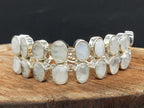 Solid Silver 925 Chunky Bracelet With Faceted Rainbow Moonstone