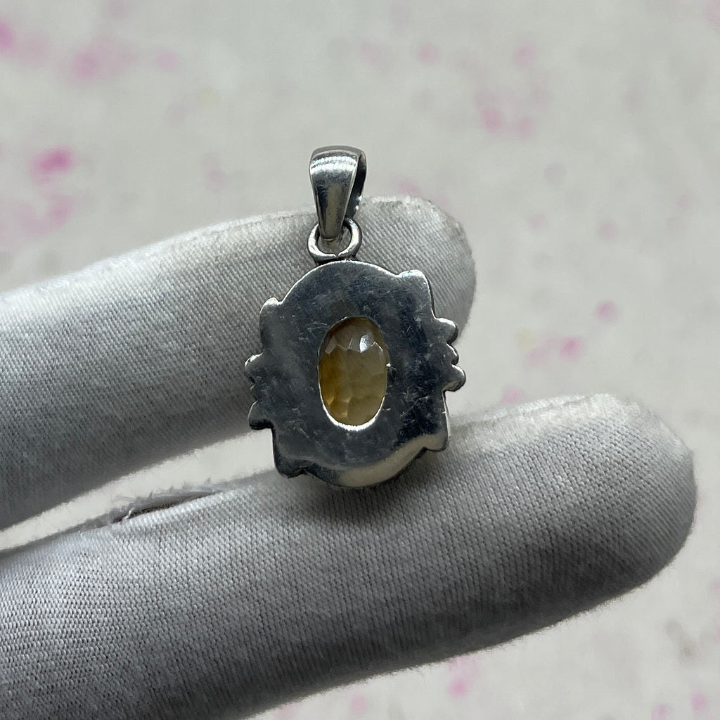 Citrine 925 Sterling Silver Handmade Pendant | Minimal Bohemian Jewelry