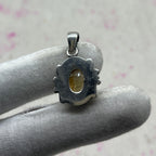 Citrine 925 Sterling Silver Handmade Pendant | Minimal Bohemian Jewelry