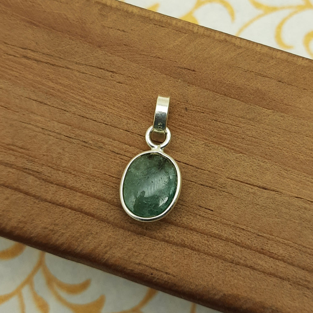 925 Sterling Silver Emerald Pendant – Natural Gemstone Bezel Set | Mercury Healing Crystal Jewelry