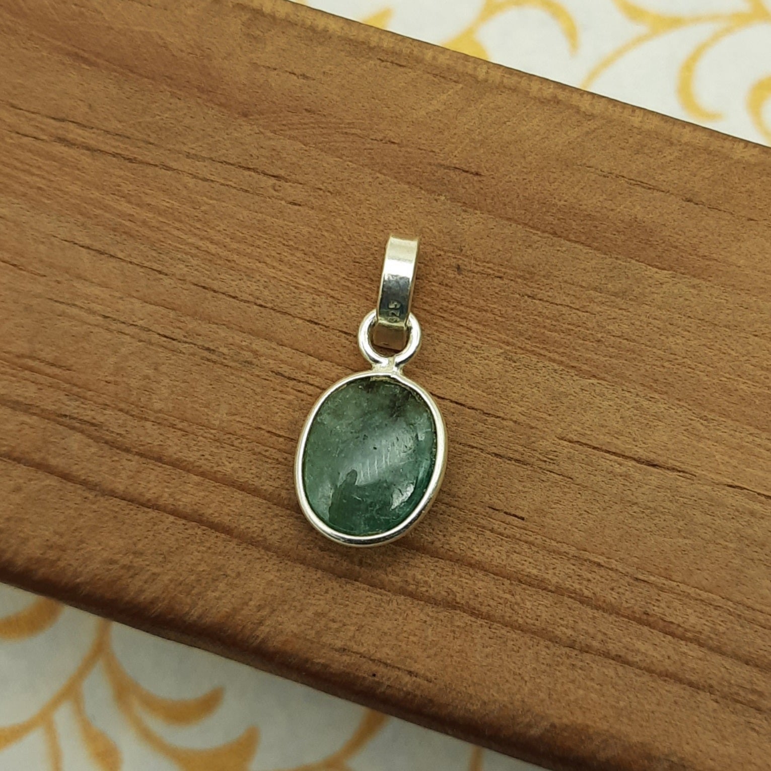 925 Sterling Silver Emerald Pendant – Natural Gemstone Bezel Set | Mercury Healing Crystal Jewelry