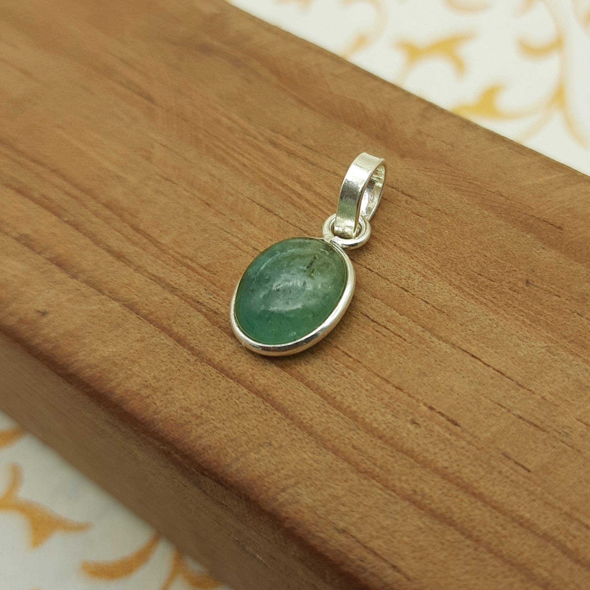 925 Sterling Silver Emerald Pendant – Natural Gemstone Bezel Set | Mercury Healing Crystal Jewelry