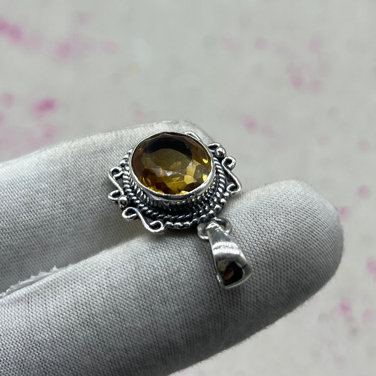 Citrine 925 Sterling Silver Handmade Pendant | Minimal Bohemian Jewelry