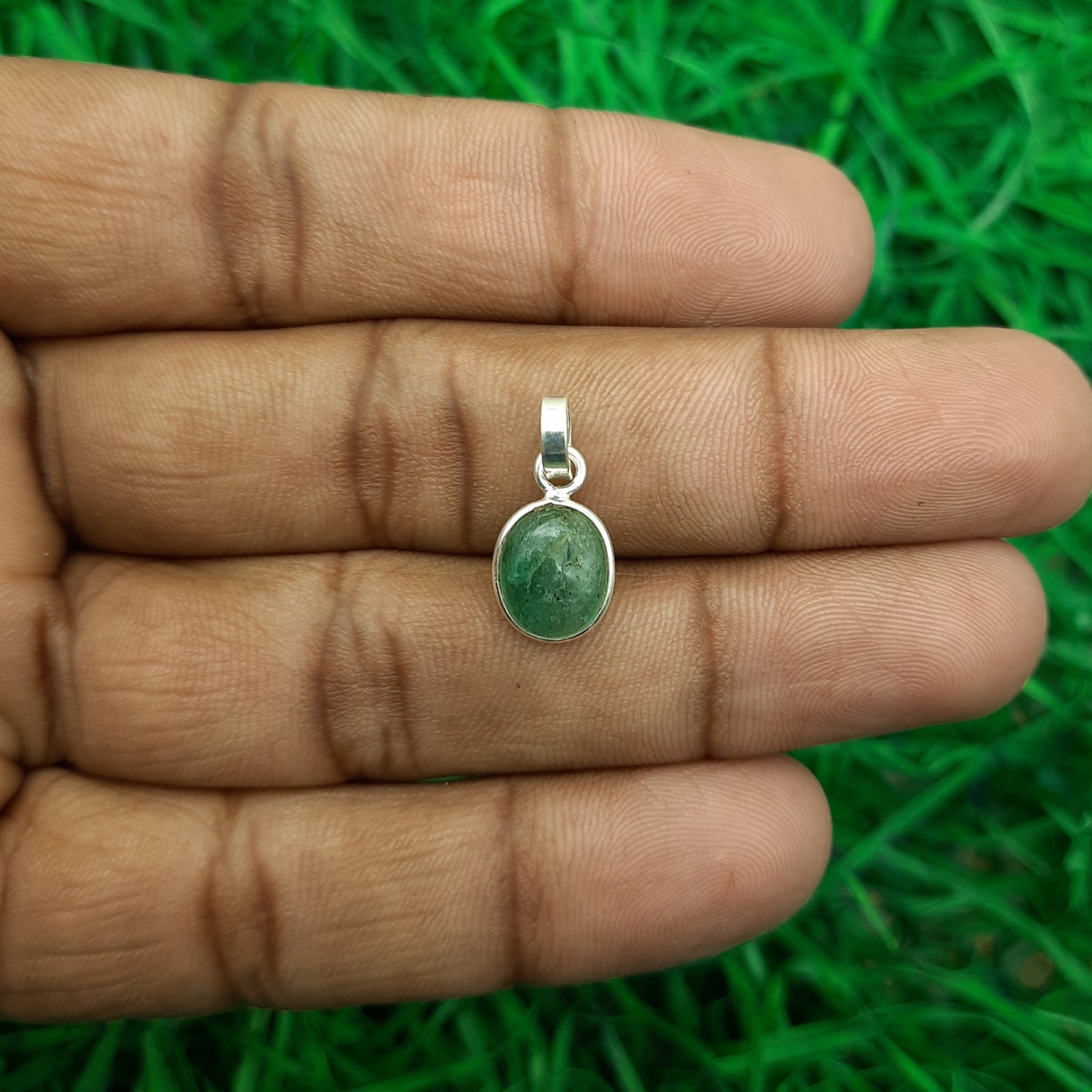 925 Sterling Silver Emerald Pendant – Natural Gemstone Bezel Set | Mercury Healing Crystal Jewelry