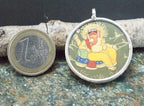 925 Silver Ganesha Handpainted Glass Pendant Designer Frame