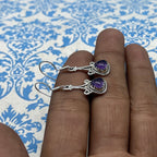 925 Sterling Silver Amethyst Dangle Earrings – Statement Gemstone Jewelry
