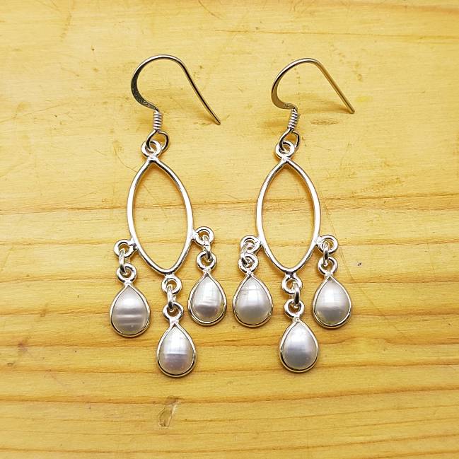 Handcrafted Pearl Drop Shape Earrings – Natural Gemstone Earring