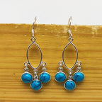Handcrafted Silver Turquoise Earrings – Dainty Round Stone Jewelry
