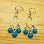 Handcrafted Silver Turquoise Earrings – Dainty Round Stone Jewelry