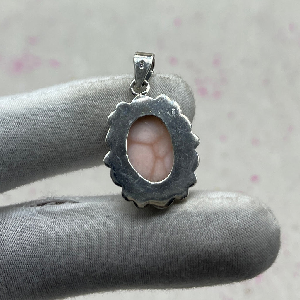Pink Larimar 925 Sterling Silver Handmade Pendant | Soft Tone Boho Statement Pendant