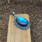 Labradorite 925 Silver Necklace Handmade Gift