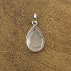Rose Quartz Faceted 925 Silver Minimal Pendant