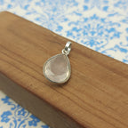 Rose Quartz Faceted 925 Silver Minimal Pendant