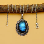 Labradorite 925 Silver Necklace Handmade Gift
