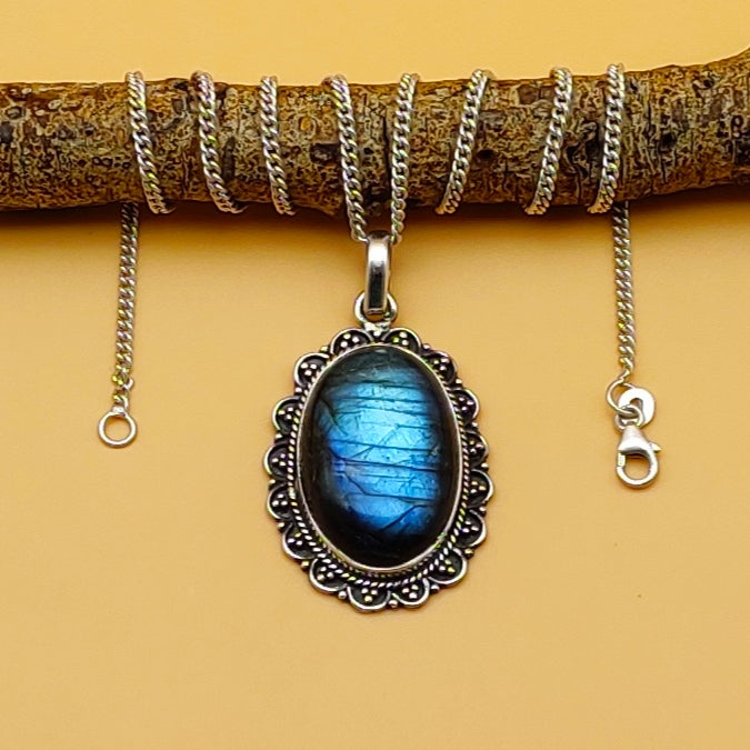 Labradorite 925 Silver Necklace Handmade Gift