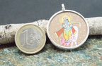 Krishna 925 Silver Handpainted Pendant Artisan Necklace