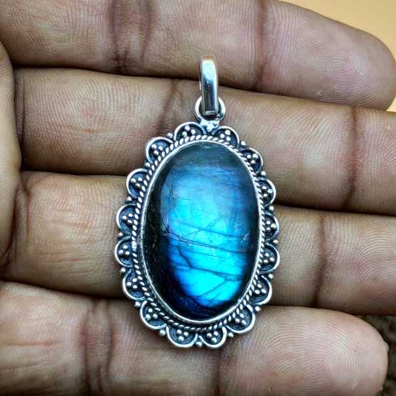 Labradorite 925 Silver Necklace Handmade Gift