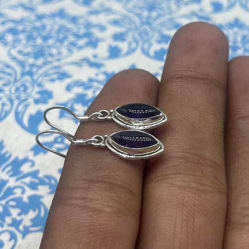 AAA Amethyst Marquise Shape Silver Earrings