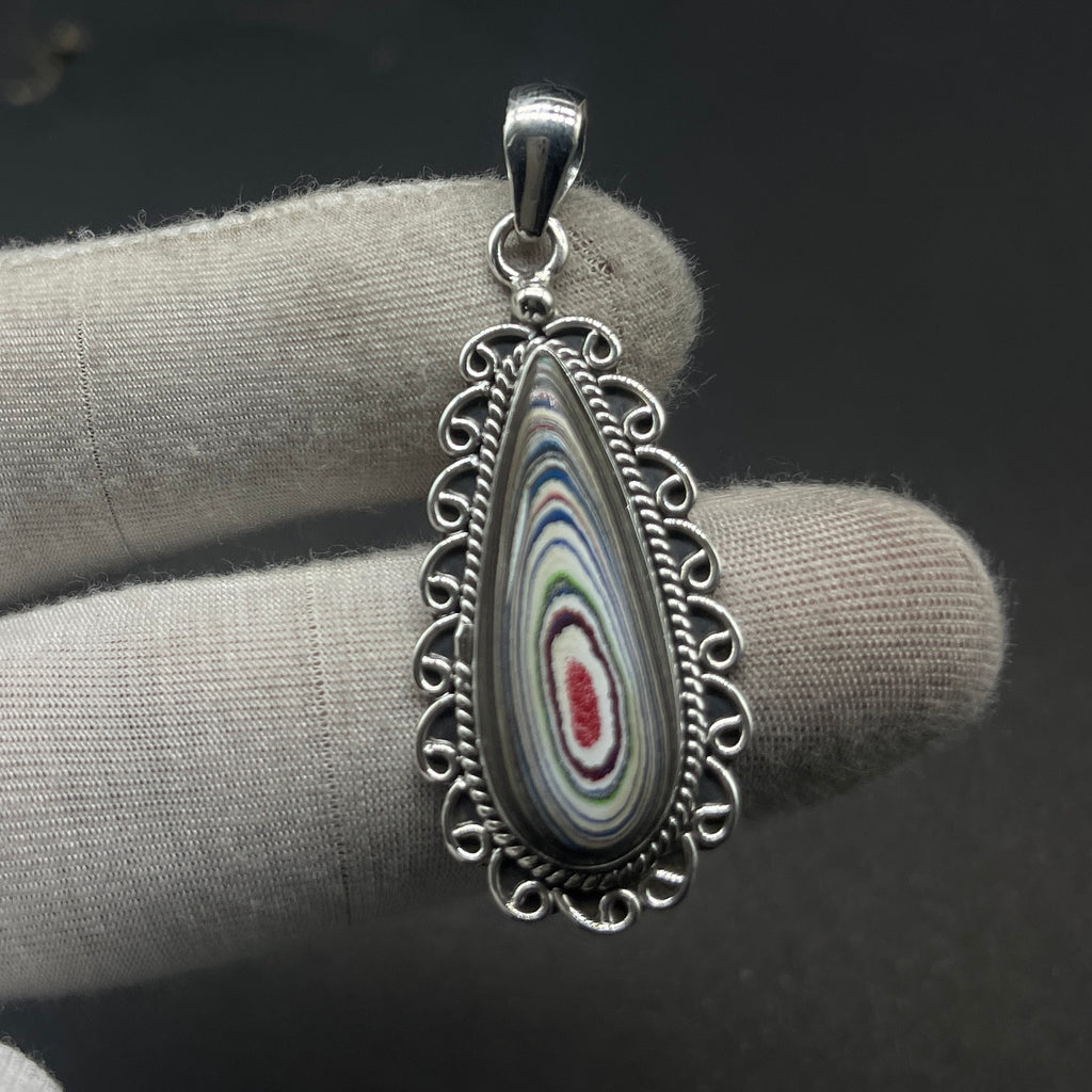 Fordite Drop 925 Silver Handmade Pendant Wholesale