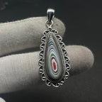 Fordite Drop 925 Silver Handmade Pendant Wholesale