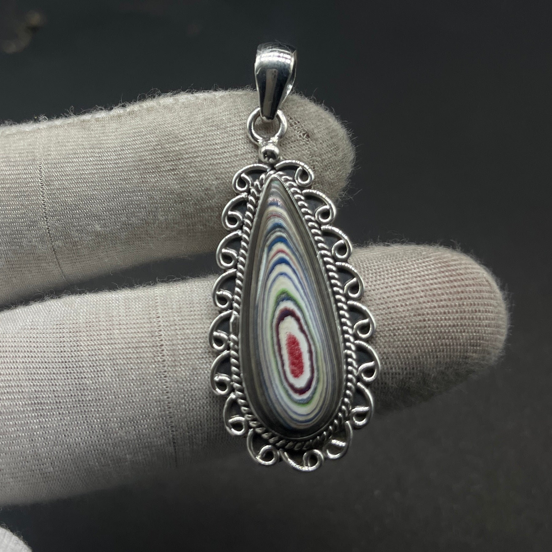 Fordite Drop 925 Silver Handmade Pendant Wholesale
