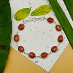 Sterling Silver Natural Sunstone Oval Bezel Bracelet