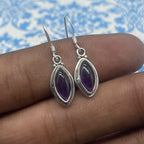 AAA Amethyst Marquise Shape Silver Earrings