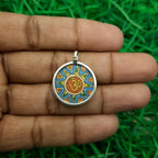 Om Symbol Hand-Painted Pendant in 925 Sterling Silver – Sacred Spiritual Jewelry