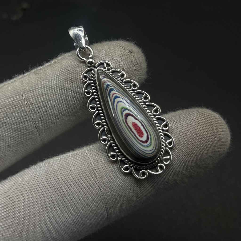 Fordite Drop 925 Silver Handmade Pendant Wholesale