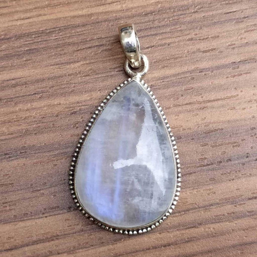 Natural Rainbow Moonstone Gemstone Solid 925 Sterling Silver Pendant Handmade